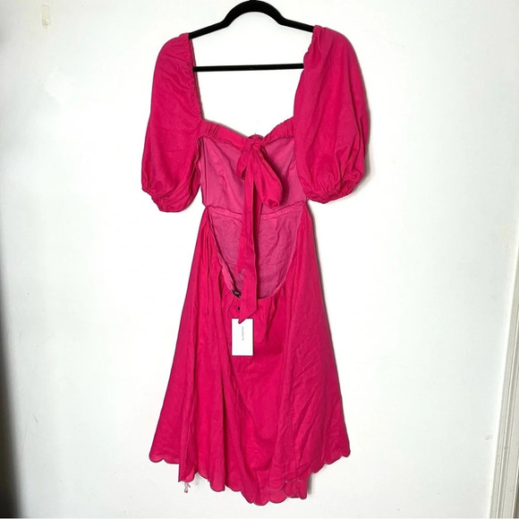 OPT April Scalloped Cutout Dress Barbie Hot‎ Pink Large NWT - Picture 9 of 10